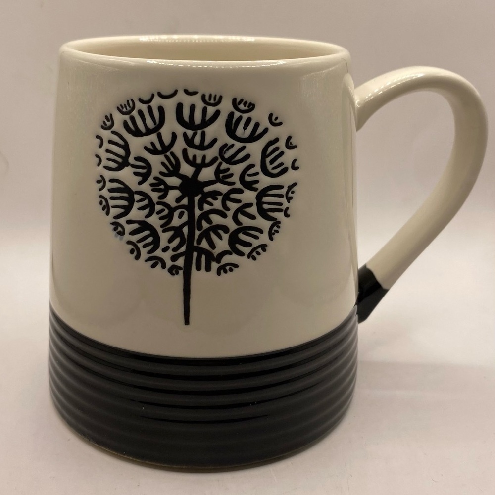 The Old Pottery Company Chocolate Brown & Cream TREE Ceramic Coffee Mug 16 oz
